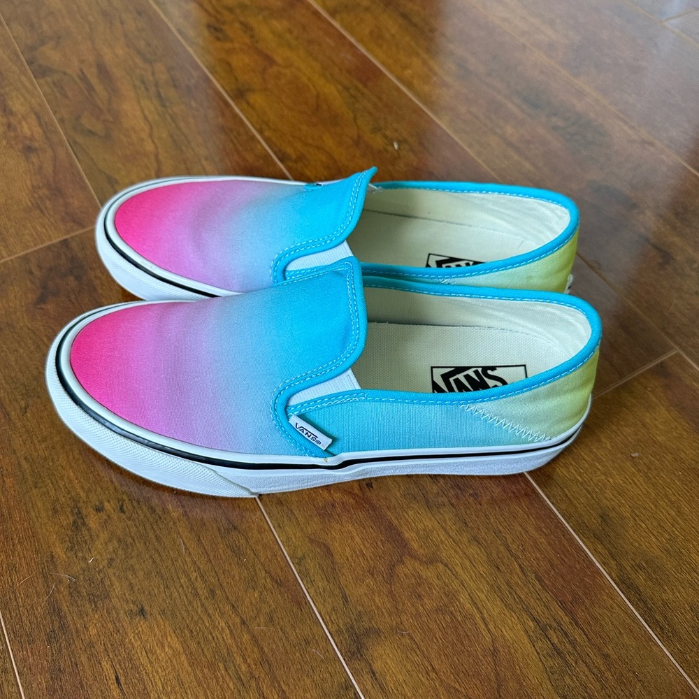 Vans UltraCush Slip Ons in Pink,Blue,Yellow Ombré